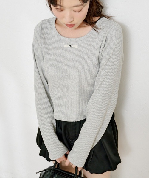 Kastane(カスタネ)の「【新色追加/5色展開】ニットタグロンTEE(Tシャツ/カットソー・レディース・サックスブルー/アイボリー/ブラック/ブラウン/イエロー/グレー/ピンク/グレー系その他・FREE)」の21枚目の写真