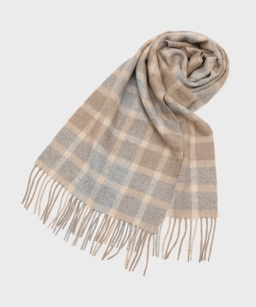 TAKEO KIKUCHI（タケオキクチ）の「【洗えるカシミヤ】カシミヤ100 チェックマフラー（マフラー・メンズ・ベージュ系1/ネイビー系1・00）」の3枚目の写真