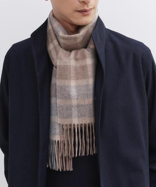 TAKEO KIKUCHI（タケオキクチ）の「【洗えるカシミヤ】カシミヤ100 チェックマフラー（マフラー・メンズ・ベージュ系1/ネイビー系1・00）」の8枚目の写真