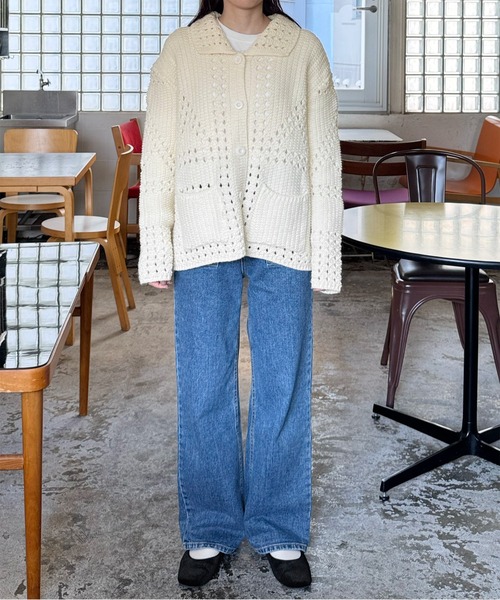 LE MORE(リモア)の「パターンデザインルーズニットカーディガン(カーディガン/ボレロ・レディース・アイボリー・FREE)」の6枚目の写真