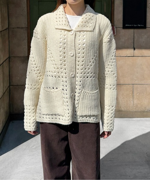 LE MORE(リモア)の「パターンデザインルーズニットカーディガン(カーディガン/ボレロ・レディース・アイボリー・FREE)」の9枚目の写真