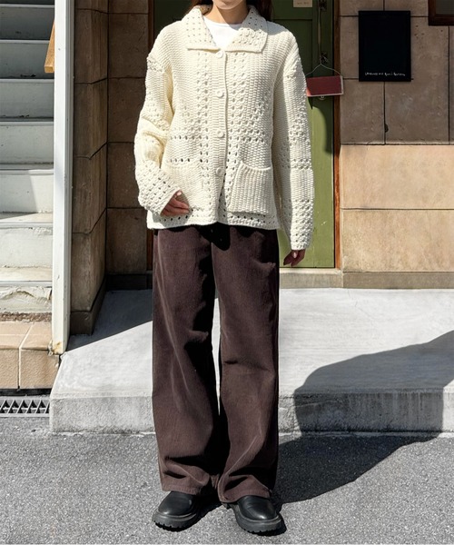 LE MORE(リモア)の「パターンデザインルーズニットカーディガン(カーディガン/ボレロ・レディース・アイボリー・FREE)」の12枚目の写真