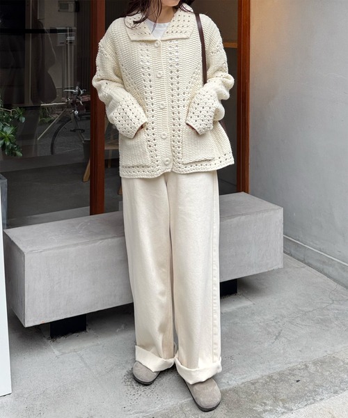 LE MORE(リモア)の「パターンデザインルーズニットカーディガン(カーディガン/ボレロ・レディース・アイボリー・FREE)」の20枚目の写真