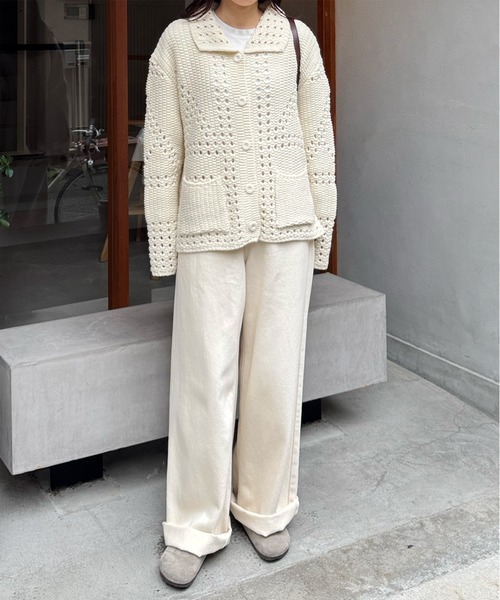 LE MORE(リモア)の「パターンデザインルーズニットカーディガン(カーディガン/ボレロ・レディース・アイボリー・FREE)」の21枚目の写真