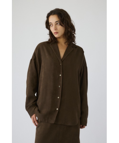 RIM.ARK(リムアーク)の「Open collar F/Suede shirt JK オープンカラーフェイクスエードシャツジャケット(シャツ/ブラウス・レディース・カーキ/ブラック・FREE)」の8枚目の写真