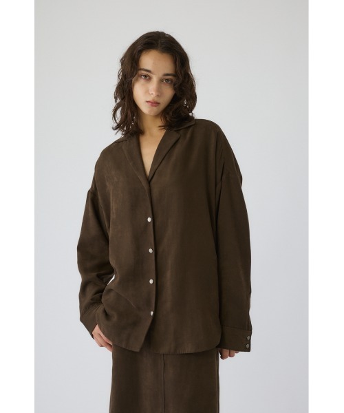 RIM.ARK(リムアーク)の「Open collar F/Suede shirt JK オープンカラーフェイクスエードシャツジャケット(シャツ/ブラウス・レディース・カーキ/ブラック・FREE)」の9枚目の写真