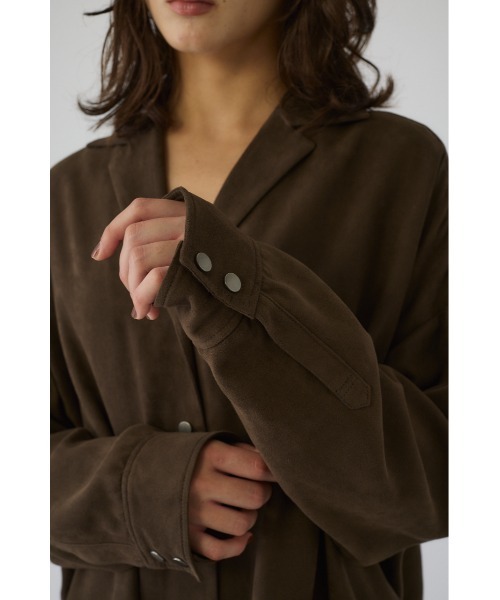 RIM.ARK(リムアーク)の「Open collar F/Suede shirt JK オープンカラーフェイクスエードシャツジャケット(シャツ/ブラウス・レディース・カーキ/ブラック・FREE)」の15枚目の写真
