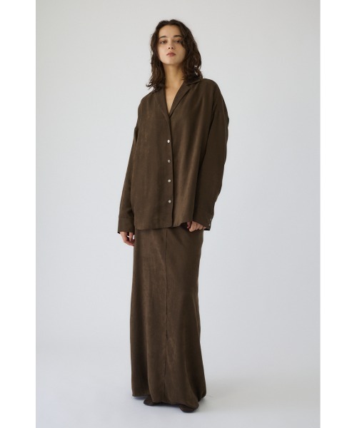 RIM.ARK(リムアーク)の「Open collar F/Suede shirt JK オープンカラーフェイクスエードシャツジャケット(シャツ/ブラウス・レディース・カーキ/ブラック・FREE)」の5枚目の写真