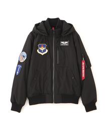 Alpha Industries（アルファインダストリーズ）の「Alpha Industries/アルファ インダストリーズ/PATCHED HOODED RIB FLIGHT JACKET/パッチ フード リブ フライトジャケット（ブルゾン）」