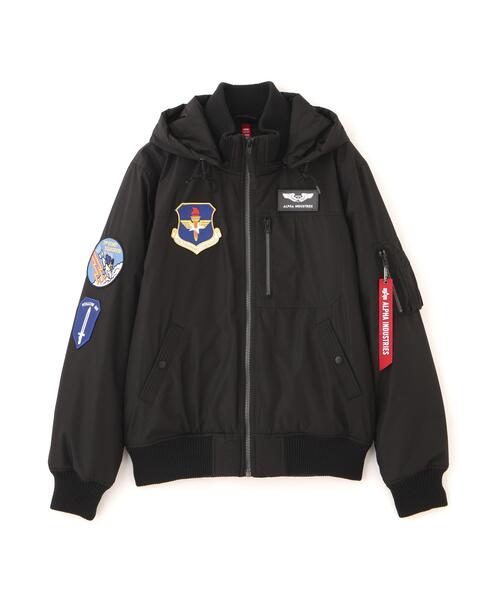Alpha Industries(アルファインダストリーズ)の「Alpha Industries/アルファ インダストリーズ/PATCHED HOODED RIB FLIGHT JACKET/パッチ フード リブ フライトジャケット(ブルゾン・メンズ・グレー/ブラック・L/2XL/M/XL)」の1枚目の写真