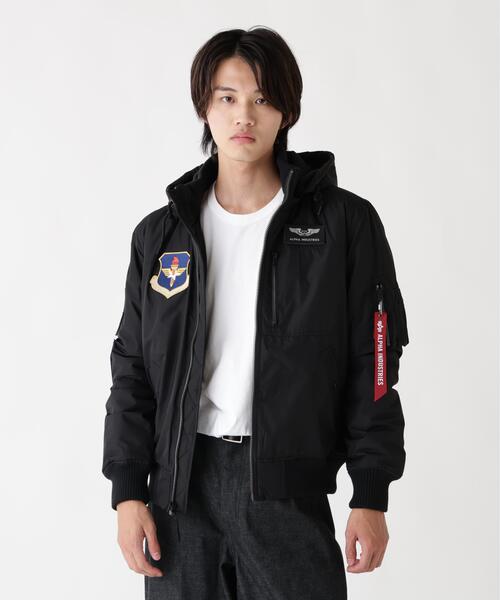 Alpha Industries(アルファインダストリーズ)の「Alpha Industries/アルファ インダストリーズ/PATCHED HOODED RIB FLIGHT JACKET/パッチ フード リブ フライトジャケット(ブルゾン・メンズ・グレー/ブラック・L/2XL/M/XL)」の16枚目の写真