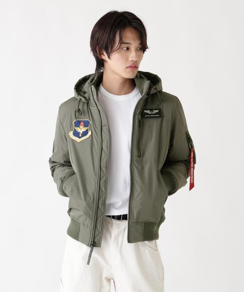 Alpha Industries(アルファインダストリーズ)の「Alpha Industries/アルファ インダストリーズ/PATCHED HOODED RIB FLIGHT JACKET/パッチ フード リブ フライトジャケット(ブルゾン・メンズ・グレー/ブラック・L/2XL/M/XL)」の21枚目の写真