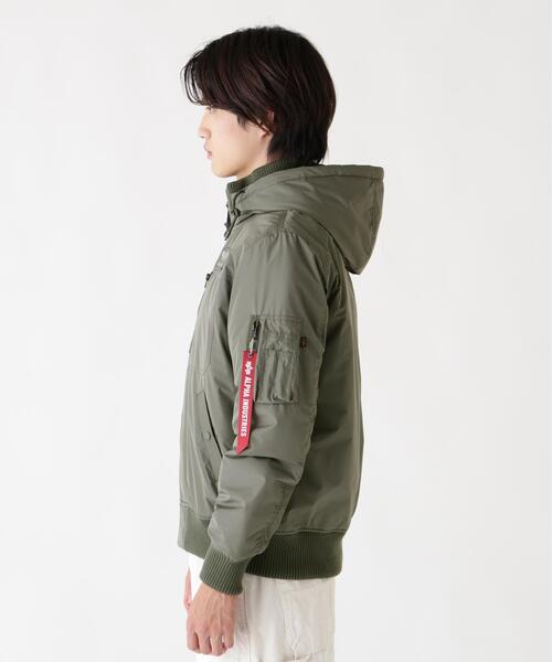 Alpha Industries(アルファインダストリーズ)の「Alpha Industries/アルファ インダストリーズ/PATCHED HOODED RIB FLIGHT JACKET/パッチ フード リブ フライトジャケット(ブルゾン・メンズ・グレー/ブラック・L/2XL/M/XL)」の6枚目の写真