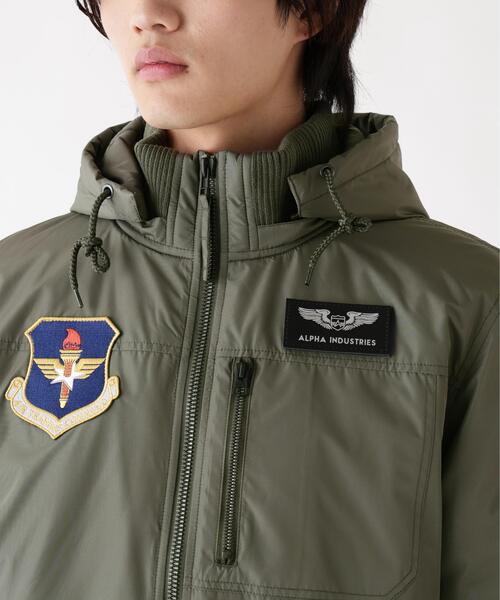 Alpha Industries(アルファインダストリーズ)の「Alpha Industries/アルファ インダストリーズ/PATCHED HOODED RIB FLIGHT JACKET/パッチ フード リブ フライトジャケット(ブルゾン・メンズ・グレー/ブラック・L/2XL/M/XL)」の8枚目の写真