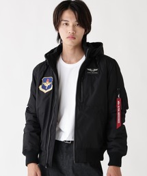 Alpha Industries（アルファインダストリーズ）の「Alpha Industries/アルファ インダストリーズ/PATCHED HOODED RIB FLIGHT JACKET/パッチ フード リブ フライトジャケット（ブルゾン）」
