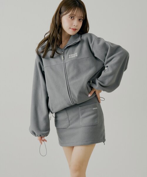 Chico（チコ）の「【セットアップ対応】フリース台形ミニスカート（スカート・レディース・アイボリー/グレー/ブラウン・FREE/MEDIUM）」の3枚目の写真