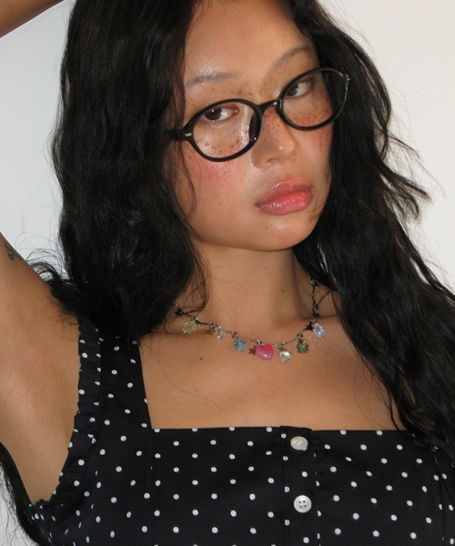 RONRON(ロンロン)の「SQUARE NECK FRILL SLEEVELESS BLOUSE NAVY WHITE DOT(Tシャツ/カットソー・レディース・その他・FREE)」の2枚目の写真