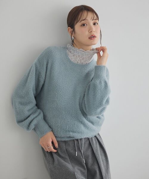 earth music&ecology(アースミュージックアンドエコロジー)の「ミニシャギープルオーバー(ニット/セーター・レディース・ライトピンク/ブルー系その他7/チャコールグレー/ライトグレー/アイボリー・FREE)」の22枚目の写真