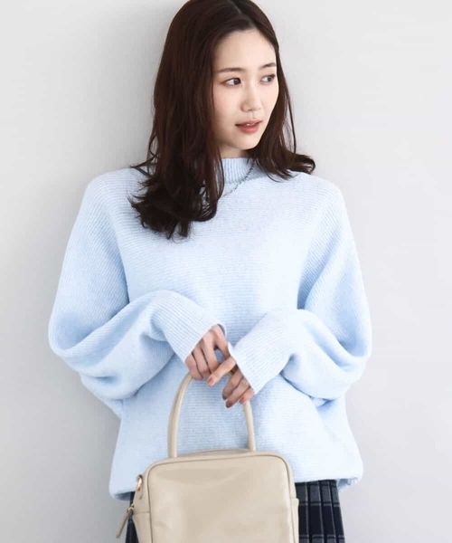 MK MICHEL KLEIN（エムケーミッシェルクラン）の「シャドーボーダー調ドルマンニット/洗える（ニット/セーター・レディース・ネイビー/ライトイエロー/アイボリー/ライトブルー・38）」の3枚目の写真