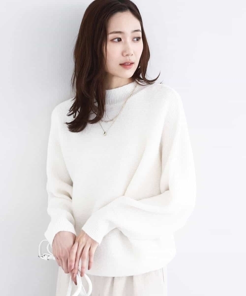 MK MICHEL KLEIN（エムケーミッシェルクラン）の「シャドーボーダー調ドルマンニット/洗える（ニット/セーター・レディース・ネイビー/ライトイエロー/アイボリー/ライトブルー・38）」の5枚目の写真