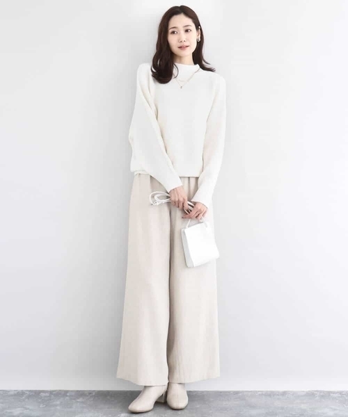 MK MICHEL KLEIN（エムケーミッシェルクラン）の「シャドーボーダー調ドルマンニット/洗える（ニット/セーター・レディース・ネイビー/ライトイエロー/アイボリー/ライトブルー・38）」の6枚目の写真