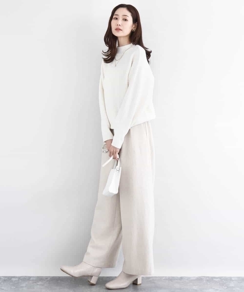 MK MICHEL KLEIN（エムケーミッシェルクラン）の「シャドーボーダー調ドルマンニット/洗える（ニット/セーター・レディース・ネイビー/ライトイエロー/アイボリー/ライトブルー・38）」の8枚目の写真