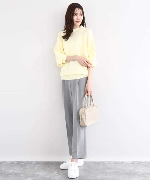 MK MICHEL KLEIN（エムケーミッシェルクラン）の「シャドーボーダー調ドルマンニット/洗える（ニット/セーター・レディース・ネイビー/ライトイエロー/アイボリー/ライトブルー・38）」の16枚目の写真