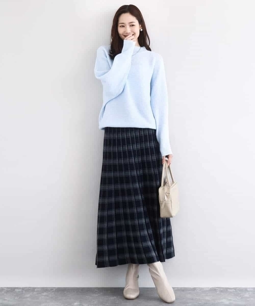 MK MICHEL KLEIN（エムケーミッシェルクラン）の「シャドーボーダー調ドルマンニット/洗える（ニット/セーター・レディース・ネイビー/ライトイエロー/アイボリー/ライトブルー・38）」の20枚目の写真