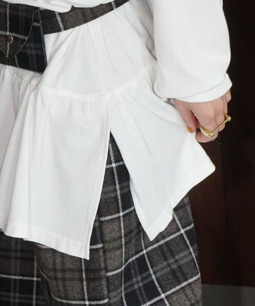 chuclla（チュクラ）の「フリルヘムアシンメトリートップス chw25a135（Tシャツ/カットソー・レディース・ホワイト/ブラック・FREE）」の9枚目の写真