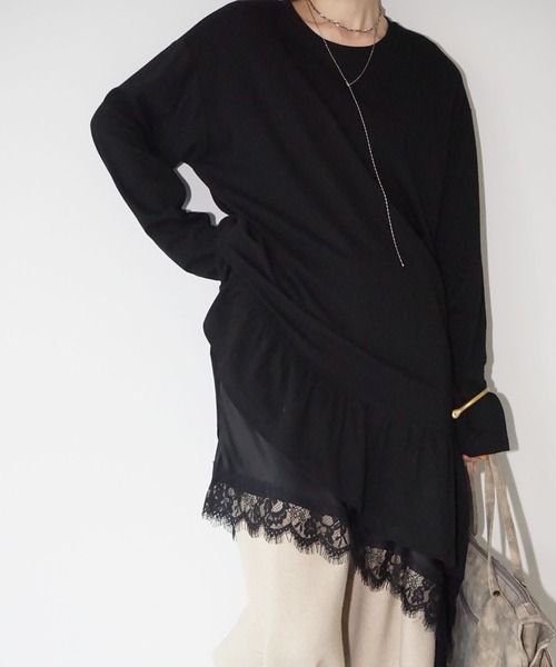 chuclla（チュクラ）の「フリルヘムアシンメトリートップス chw25a135（Tシャツ/カットソー・レディース・ホワイト/ブラック・FREE）」の13枚目の写真