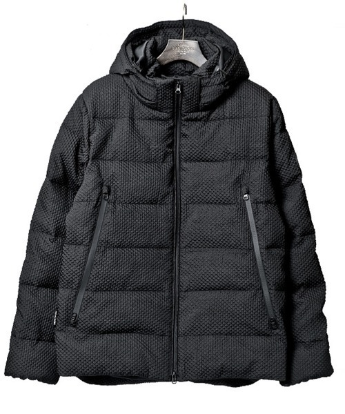 Buffalo Bobs(バッファローボブズ)の「ZERMATT-BUBBLES(ツェルマット-バブルス)ふくれ織ジャガード エコダウン パデットジャケット(ダウンジャケット/コート・メンズ・ブラック/ホワイト・1-2/2-3/3-4)」の4枚目の写真