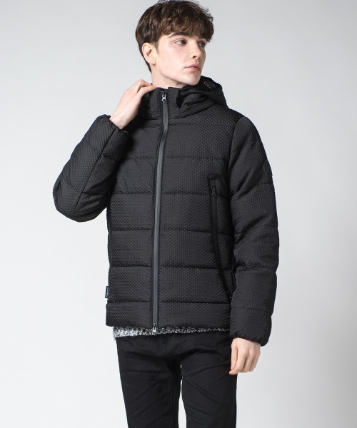 Buffalo Bobs(バッファローボブズ)の「ZERMATT-BUBBLES(ツェルマット-バブルス)ふくれ織ジャガード エコダウン パデットジャケット(ダウンジャケット/コート・メンズ・ブラック/ホワイト・1-2/2-3/3-4)」の22枚目の写真