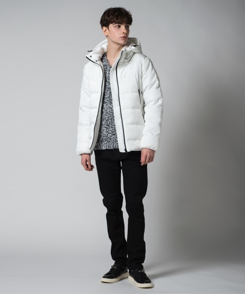 Buffalo Bobs(バッファローボブズ)の「ZERMATT-BUBBLES(ツェルマット-バブルス)ふくれ織ジャガード エコダウン パデットジャケット(ダウンジャケット/コート・メンズ・ブラック/ホワイト・1-2/2-3/3-4)」の14枚目の写真