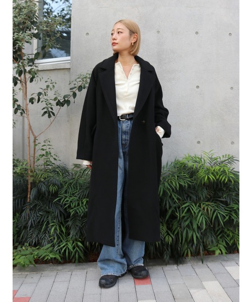 ungrid ルーズシルエットチェスターコート ブラック セール】ルーズシルエットチェスターコート（チェスターコート