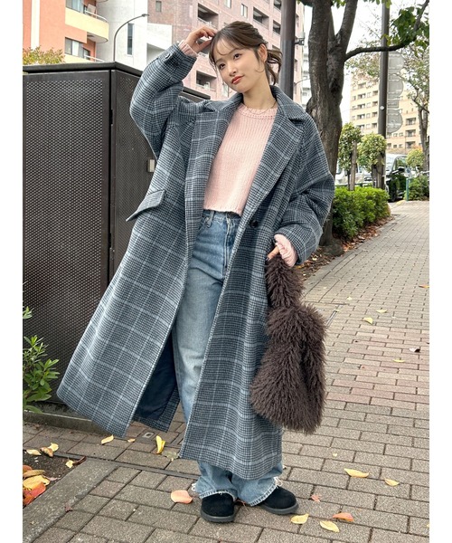 kunkun　　ルーズシルエットチェスターコート　グレー　M ロングコート セール】ルーズシルエットチェスターコート（チェスターコート