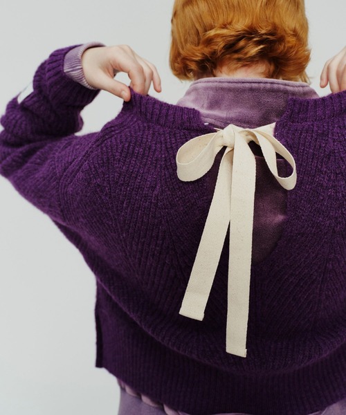 niko and...(ニコアンド)の「【WILLIAM B.ELIOTT】バックリボンニットプルオーバー(ニット/セーター・レディース・パープル/ライトブルー・LARGE/MEDIUM)」の3枚目の写真
