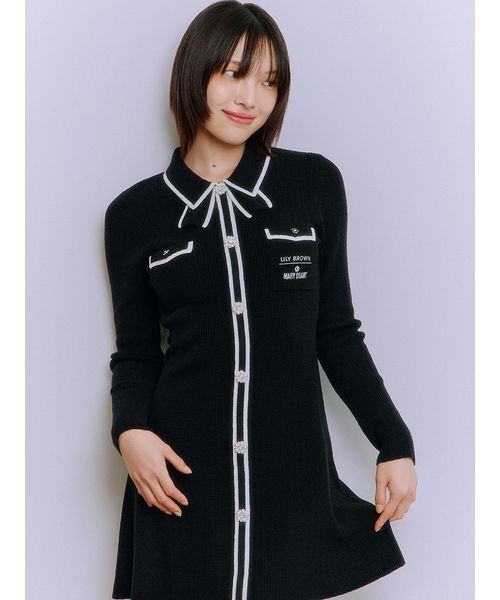 LILY BROWN×MARY QUANT】ビジューボタンミニニットワンピース