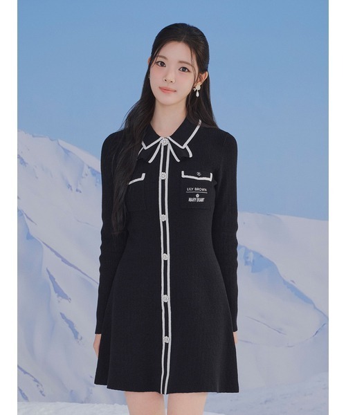 LILY BROWN×MARY QUANT】ビジューボタンミニニットワンピース
