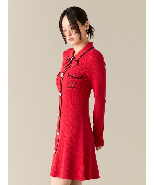 LILY BROWN（リリーブラウン）の「【LILY BROWN×MARY QUANT】ビジューボタンミニニットワンピース（ワンピース・レディース・レッド/ホワイト/ブラック・F）」の11枚目の写真