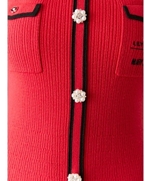 LILY BROWN（リリーブラウン）の「【LILY BROWN×MARY QUANT】ビジューボタンミニニットワンピース（ワンピース・レディース・レッド/ホワイト/ブラック・F）」の15枚目の写真