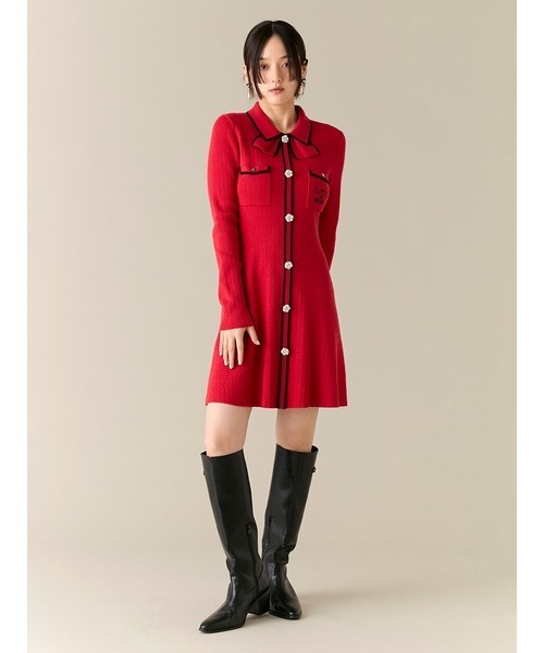 LILY BROWN（リリーブラウン）の「【LILY BROWN×MARY QUANT】ビジューボタンミニニットワンピース（ワンピース・レディース・レッド/ホワイト/ブラック・F）」の16枚目の写真