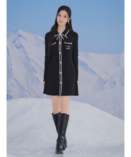 LILY BROWN（リリーブラウン）の「【LILY BROWN×MARY QUANT】ビジューボタンミニニットワンピース（ワンピース・レディース・レッド/ホワイト/ブラック・F）」の5枚目の写真