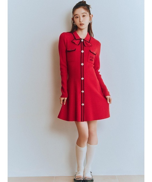 LILY BROWN（リリーブラウン）の「【LILY BROWN×MARY QUANT】ビジューボタンミニニットワンピース（ワンピース・レディース・レッド/ホワイト/ブラック・F）」の19枚目の写真