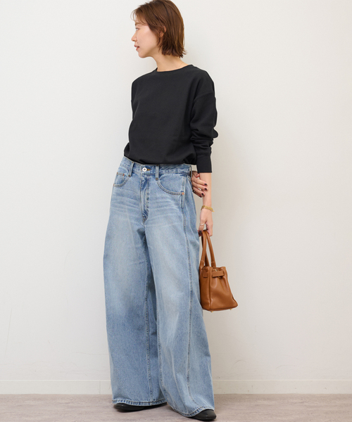 JOURNAL STANDARD relume（ジャーナルスタンダード　レリューム）の「《追加2》TCワッフルロングスリーブTシャツ（Tシャツ/カットソー・レディース・ホワイト/ブラック/ストーン/チョコ・FREE）」の7枚目の写真