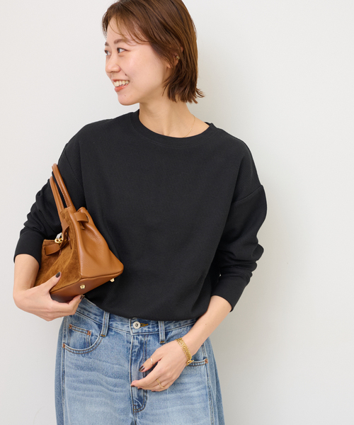 JOURNAL STANDARD relume（ジャーナルスタンダード　レリューム）の「《追加2》TCワッフルロングスリーブTシャツ（Tシャツ/カットソー・レディース・ホワイト/ブラック/ストーン/チョコ・FREE）」の10枚目の写真