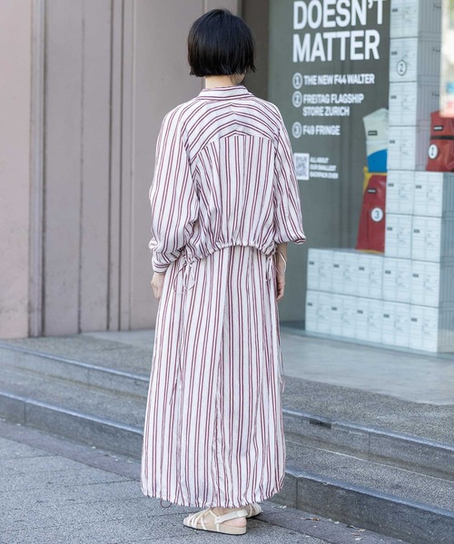 Munich(ミューニック)の「【Turkey】ストライプクロップドシャツ(シャツ/ブラウス・レディース・グリーン/レッド/サックスブルー・FREE)」の7枚目の写真