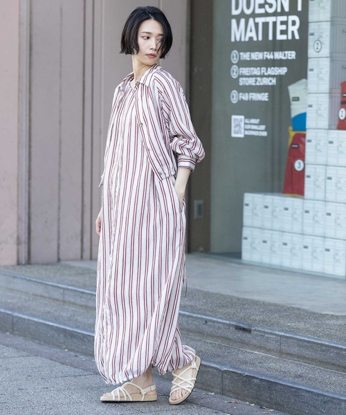 Munich(ミューニック)の「【Turkey】ストライプクロップドシャツ(シャツ/ブラウス・レディース・グリーン/レッド/サックスブルー・FREE)」の8枚目の写真