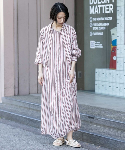 Munich(ミューニック)の「【Turkey】ストライプクロップドシャツ(シャツ/ブラウス・レディース・グリーン/レッド/サックスブルー・FREE)」の9枚目の写真
