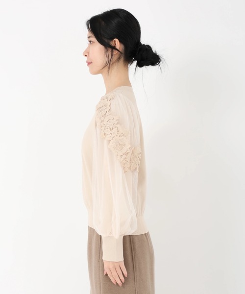 STRAWBERRY-FIELDS（ストロベリーフィールズ）の「ポーツポリー_レース*チュールスリーブニット（ニット/セーター・レディース・ブラック/ベージュ・2）」の9枚目の写真
