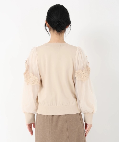 STRAWBERRY-FIELDS（ストロベリーフィールズ）の「ポーツポリー_レース*チュールスリーブニット（ニット/セーター・レディース・ブラック/ベージュ・2）」の10枚目の写真